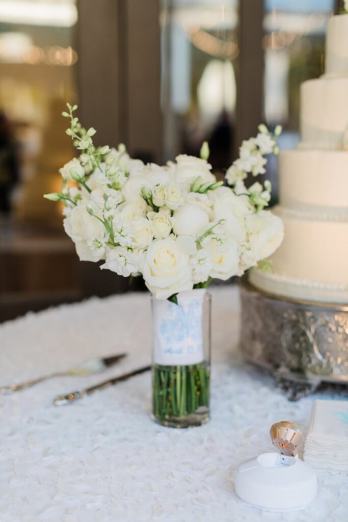 Reuse design elements for more than one thing! For example, take your ground florals from your ceremony and reuse them as centerpieces for your reception.